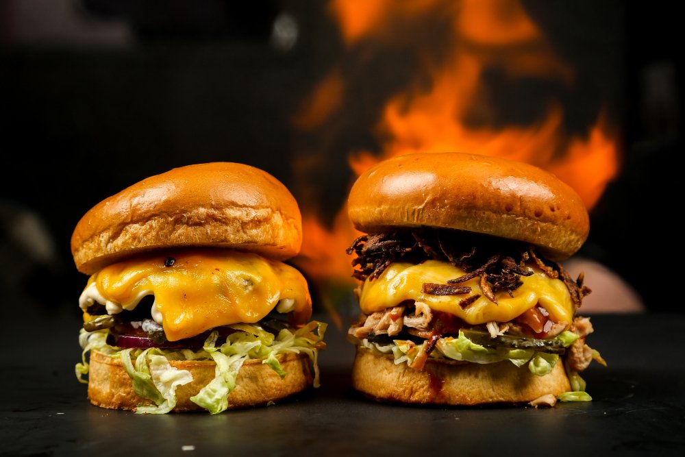 sizzling cheese chicken burger